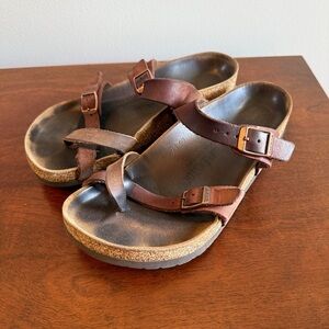 Birkenstock Mayari Brown Leather Women's Sandals - Toe Strap Broken